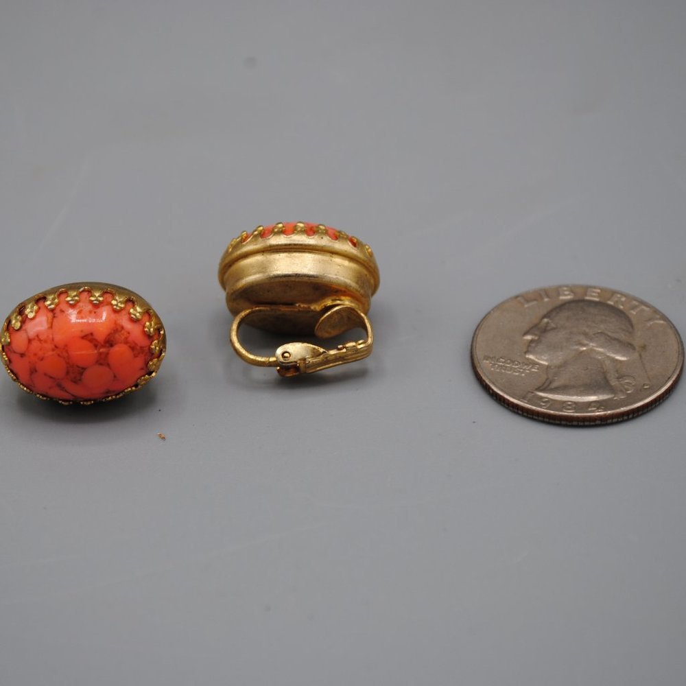 Vintage Retro PINK Gemstone CLIP Earrings - Picture 5 of 5